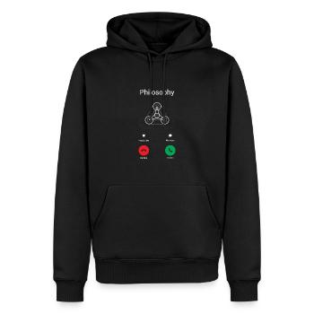 Die Philosophie ruft - Männer Premium Bio Hoodie - Schwarz - Vorne - Nico (187cm)
