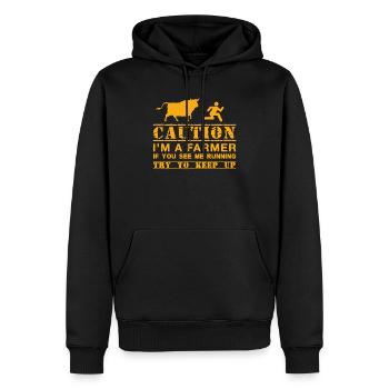 Originelles Geschenk für einen Landwirt oder Farmer - Männer Premium Bio Hoodie - Schwarz - Vorne - Nico (187cm)