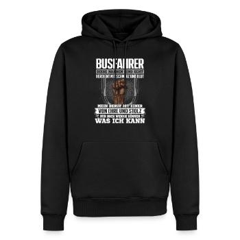 BUSFAHRER - Ehre und Stolz - Männer Premium Bio Hoodie - Schwarz - Vorne - Nico (187cm)