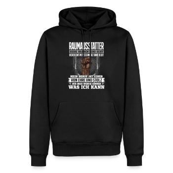 RAUMAUSSTATTER - Ehre und Stolz - Männer Premium Bio Hoodie - Schwarz - Vorne - Nico (187cm)