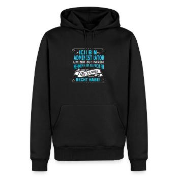 ADMINISTRATOR - Männer Premium Bio Hoodie - Schwarz - Vorne - Nico (187cm)