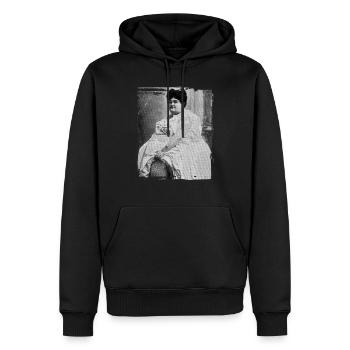 Dicke Frau | vintage - Männer Premium Bio Hoodie - Schwarz - Vorne - Nico (187cm)