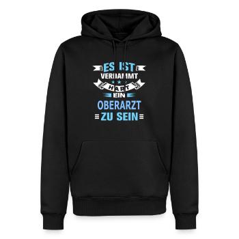 OBERARZT - Männer Premium Bio Hoodie - Schwarz - Vorne - Nico (187cm)