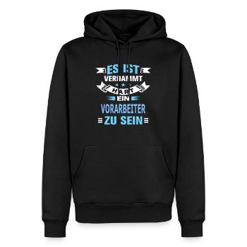 VORARBEITER - Männer Premium Bio Hoodie - Schwarz - Vorne - Nico (187cm)