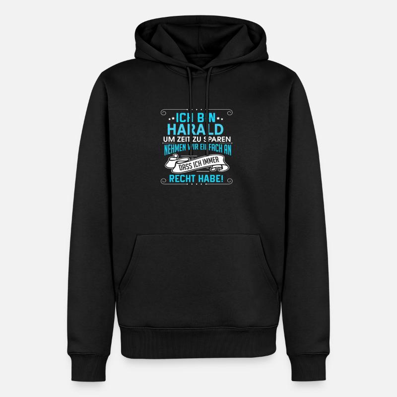 HARALD - Männer Premium Bio Hoodie - Schwarz
