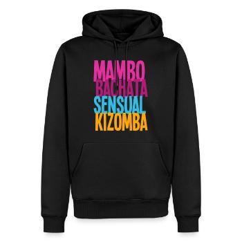 Mambo Bachata Kizomba Sensuelle - Chemises de nuit - Sweat à capuche Premium bio Homme - noir - Devant - Nico (187cm)