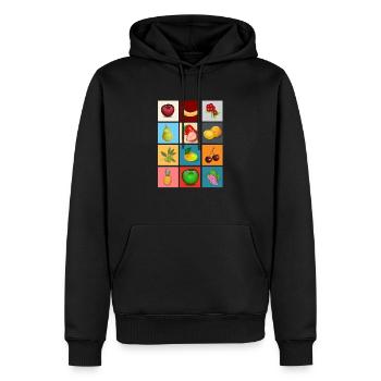 fruits - Sweat à capuche Premium bio Homme - noir - Devant - Nico (187cm)