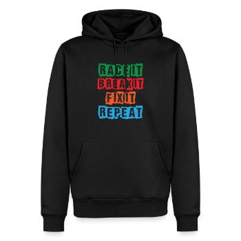 Race it Break it Fix it Repeat - Men’s Premium Organic Hoodie - black - Front - Nico (187cm)