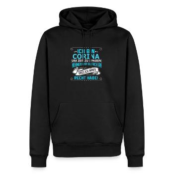 CORINA - Männer Premium Bio Hoodie - Schwarz - Vorne - Nico (187cm)