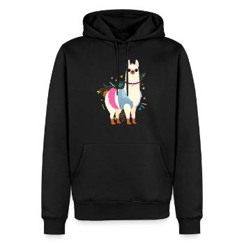 90s Style Llama - Männer Premium Bio Hoodie - Schwarz - Vorne - Nico (187cm)