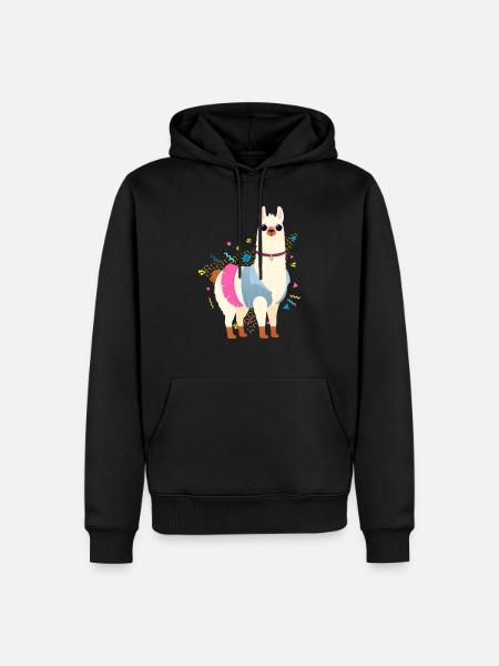 90s Style Llama - Herre Premium økologisk hoodie - sort