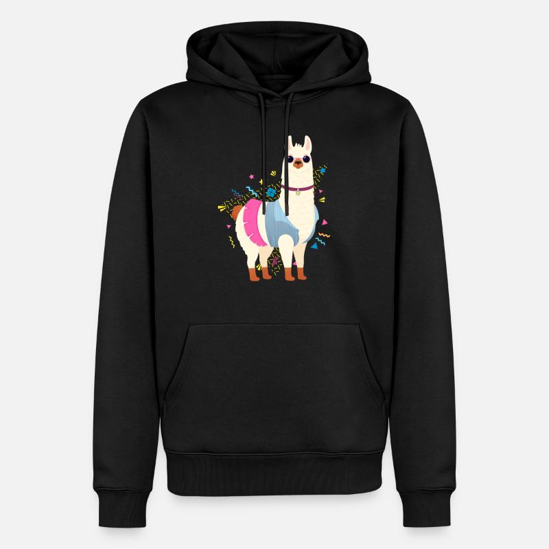 90s Style Llama - Sweat à capuche Premium bio Homme - noir