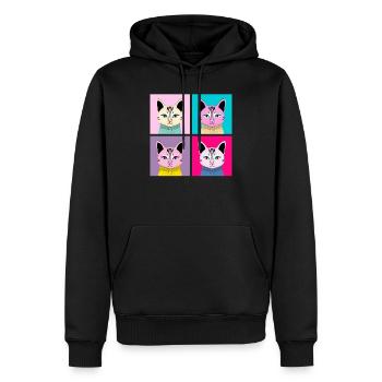 Pop Art Cat - Meow - Sweat à capuche Premium bio Homme - noir - Devant - Nico (187cm)