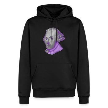 Friedrich II. - Männer Premium Bio Hoodie - Schwarz - Vorne - Nico (187cm)