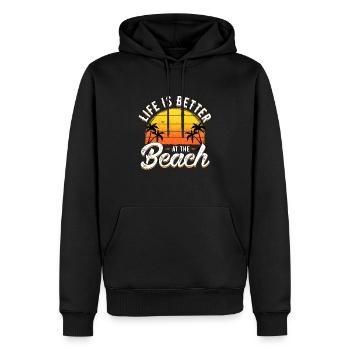 Life is better at the beach by XLX Design - Männer Premium Bio Hoodie - Schwarz - Vorne - Nico (187cm)