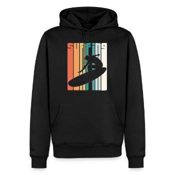 Surf vintage plage de surf surfers cadeau rétro - Sweat à capuche Premium bio Homme - noir - Devant - Nico (187cm)