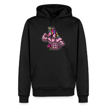 Unicorn Workout Gym Fitness Superpuissances musculaires - Sweat à capuche Premium bio Homme - noir - Devant - Nico (187cm)