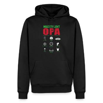 T-shirt des paroles de grand-père - Sweat à capuche Premium bio Homme - noir - Devant - Nico (187cm)