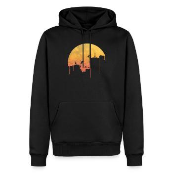 Parkour tendance sport cadeau coucher de soleil - Sweat à capuche Premium bio Homme - noir - Devant - Nico (187cm)