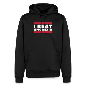 coole witzige Sprüche!! rot und weiß - Männer Premium Bio Hoodie - Schwarz - Vorne - Nico (187cm)
