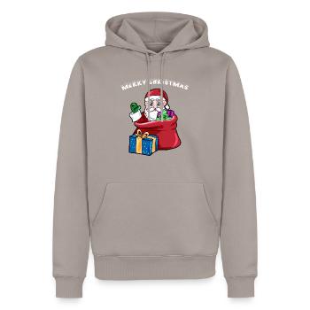 merry xmas - Sweat à capuche Premium bio Homme - taupe - Devant - Nico (187cm)
