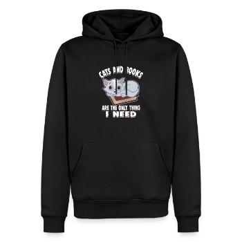 Chats lire des livres animaux amour livre idée cadeau - Sweat à capuche Premium bio Homme - noir - Devant - Nico (187cm)