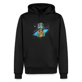 Cadeau de pizza de l'espace zombie halloween - Sweat à capuche Premium bio Homme - noir - Devant - Nico (187cm)