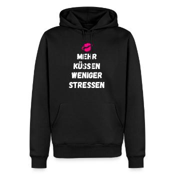 Mehr Küssen Weniger Stressen Lippen Geschenke - Männer Premium Bio Hoodie - Schwarz - Vorne - Nico (187cm)