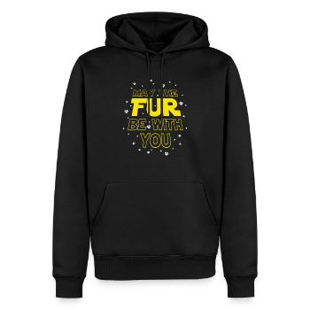 May The Fur Be With You - Katze Stars Pfoten - Männer Premium Bio Hoodie - Schwarz - Vorne - Nico (187cm)