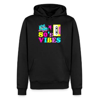 80's vibes - Sweat à capuche Premium bio Homme - noir - Devant - Nico (187cm)