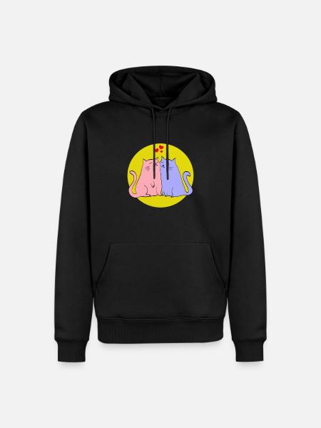Katzen - Männer Premium Bio Hoodie - Schwarz