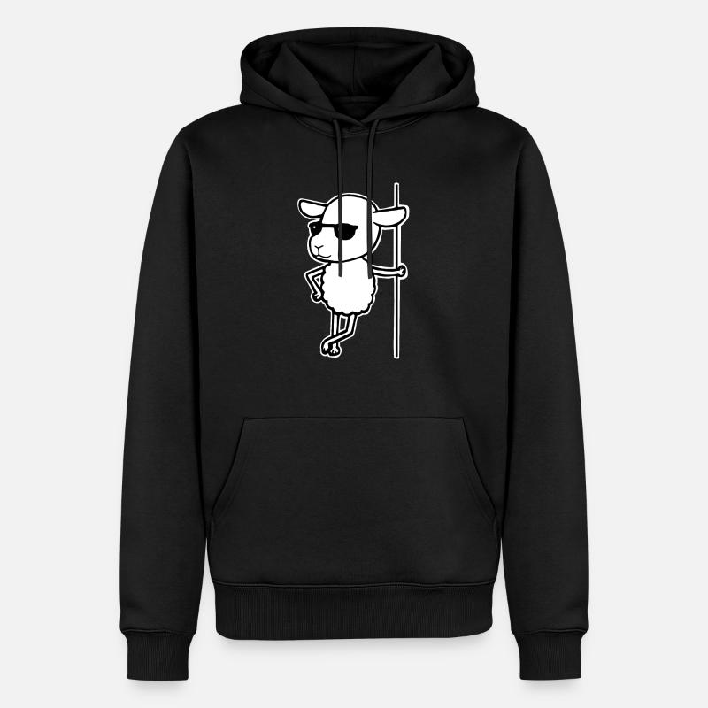 Schaf mit Sonnebrille Cooler Schafbock - Männer Premium Bio Hoodie - Schwarz