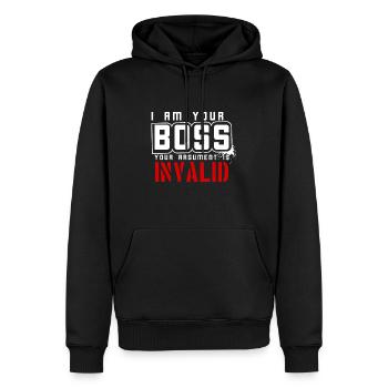 Je suis ton patron ton argument est invalide - Sweat à capuche Premium bio Homme - noir - Devant - Nico (187cm)