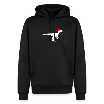 Dino avec Bonnet de Noel - dinosaure Noël - Sweat à capuche Premium bio Homme - noir - Devant - Nico (187cm)
