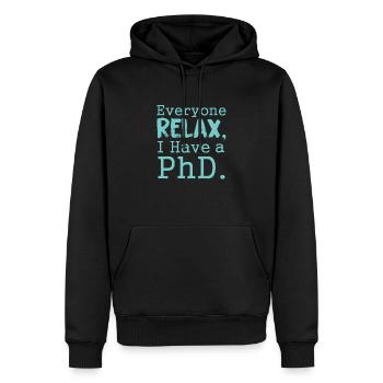 relaxer un doctorat - Sweat à capuche Premium bio Homme - noir - Devant - Nico (187cm)