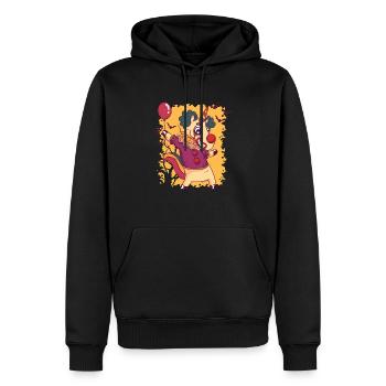 Clown licorne, halloween, licorne - Sweat à capuche Premium bio Homme - noir - Devant - Nico (187cm)