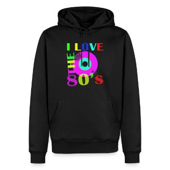 I Love The 80 s - Männer Premium Bio Hoodie - Schwarz - Vorne - Nico (187cm)