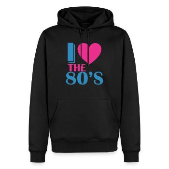 I Love The 80 s - Männer Premium Bio Hoodie - Schwarz - Vorne - Nico (187cm)