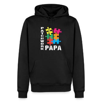 Papa patchwork - Sweat à capuche Premium bio Homme - noir - Devant - Nico (187cm)