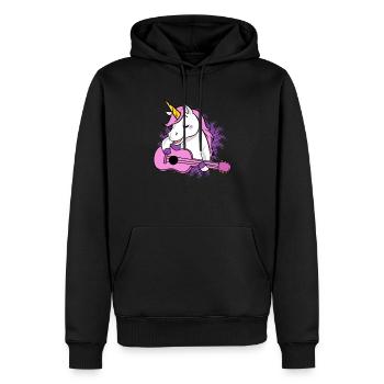 Musik Einhorn Gitarre Banjo Ukulele Geschenk Idee - Männer Premium Bio Hoodie - Schwarz - Vorne - Nico (187cm)