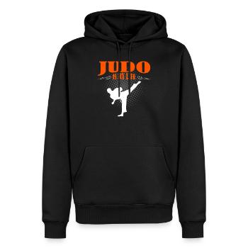Le judo est ma vie - Sweat à capuche Premium bio Homme - noir - Devant - Nico (187cm)