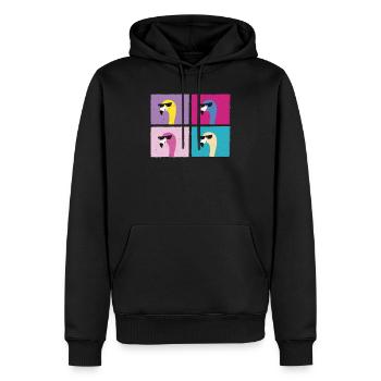 Coole Flamingo Bunt Vogel Sonnenbrille Geschenk - Männer Premium Bio Hoodie - Schwarz - Vorne - Nico (187cm)