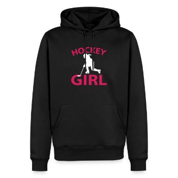 Hockey girl girl rondelle de hockey sur glace - Sweat à capuche Premium bio Homme - noir - Devant - Nico (187cm)