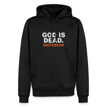 Gott ist tot. Nietzsche - Männer Premium Bio Hoodie - Schwarz - Vorne - Nico (187cm)