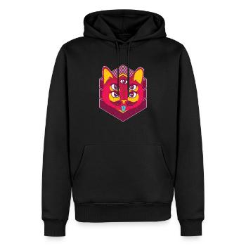chat - Sweat à capuche Premium bio Homme - noir - Devant - Nico (187cm)