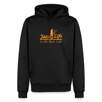 Jazz - Männer Premium Bio Hoodie - Schwarz - Vorne - Nico (187cm)