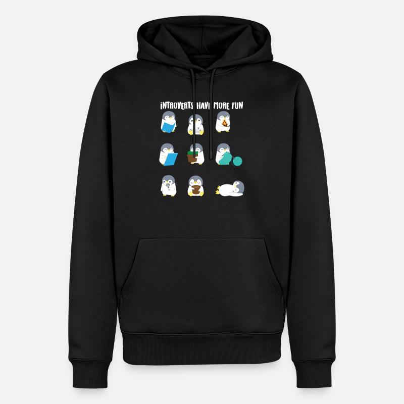 Pingouin - Pingouins - Pingouin - Introverti - Sweat à capuche Premium bio Homme - noir