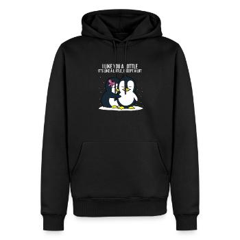Je t'aime un cadeau de couples d'amour pingouin lottle - Sweat à capuche Premium bio Homme - noir - Devant - Nico (187cm)