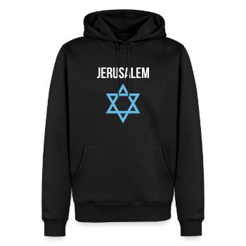 Jerusalem Israel Davidstern - Männer Premium Bio Hoodie - Schwarz - Vorne - Nico (187cm)