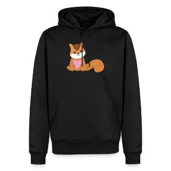 Écureuils rayés - Saint Valentin - Cœur - Sweat à capuche Premium bio Homme - noir - Devant - Nico (187cm)